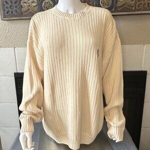 Vintage Chaps Ralph Lauren Mens Sweater large Handframe cream Long Sleeve